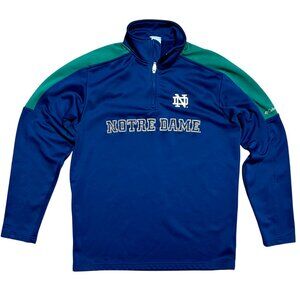 Notre Dame Columbia Embroidered Navy & Gray Quarter Zip Pullover, Men's Medium